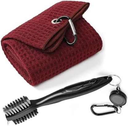 Mile High Life Golf Towel & Groove Brush Set, Microfiber Waffle-16 x24 by MileHighLife