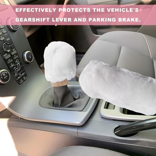 Sun Walker Fluffy Car Gear Shift Knob & Handbrake Cover, Furry Auto Hand Brake - Image 4