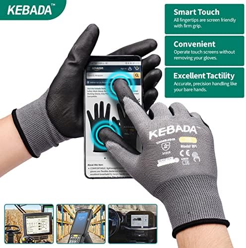 Kebada W1 Safety Work Gloves for Men & Women, 50 Pairs Bulk Pack, PU Coated - Image 3