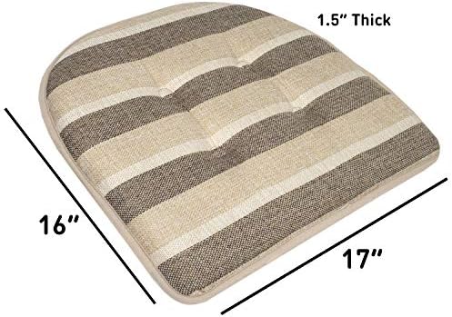 Chair Cushion Memory Foam Pads Tufted Slip Non Skid Rubber Back U-Shaped 17" x - Image 4