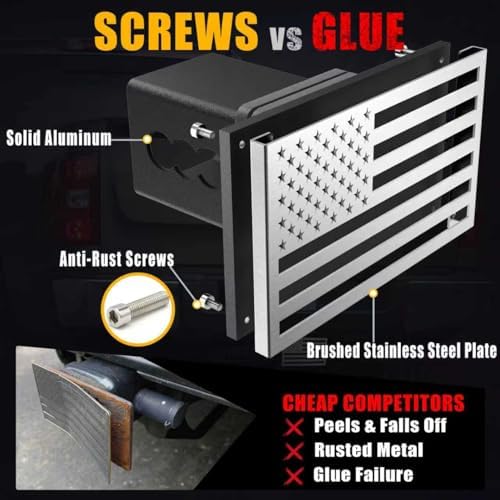Synrroe 2" Heavy Duty Stainless Steel Flag Hitch Cover, Car Wash Safe - Image 5