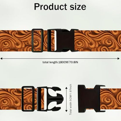 2PC, Wood Grain Luggage Strap 1.97 x 70.87 inch Artistic Carved Swirl Pattern - Image 5