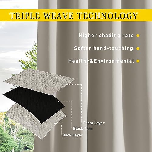NICETOWN Outdoor Curtains Waterproof Fixed Bottom W52xL95 Natural - Image 5