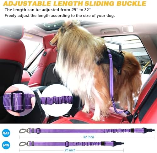 AUBELL Dog Seat Belt for Car, Updated 3-in-1 Bungee Dog Car Harness - Image 6