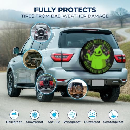 GENANY Spooky Horror Art Halloween PVC Leather Spare Tire Cover Size 18 - Image 3