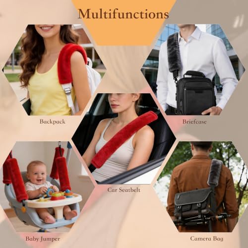Amooca 25.6in Extra Long Furry Universal Car Seatbelt Cover Shoulder Pad - Image 6