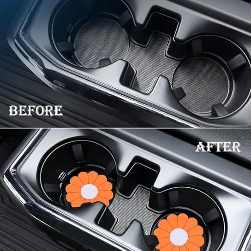 4-Pack Car Cup Holder Coaster Inserts, Daisy Shape, 2.75 Inch Non-Slip Silicone - Image 7