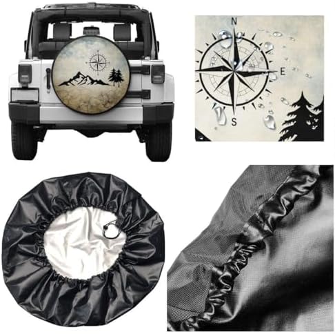 Nature Mountain Compass Spare Tire Cover Wheel Protectors Weatherproof Universal - Image 2