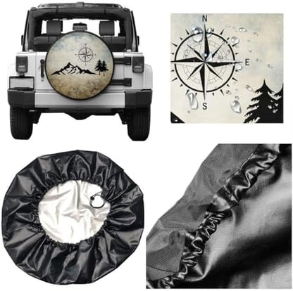 Nature Mountain Compass Spare Tire Cover Wheel Protectors Weatherproof Universal - Image 2