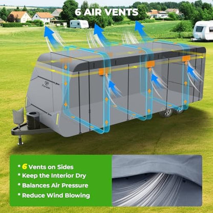 Fonzier Extra Thick 9 Layers Travel Trailer RV Cover Fits 31.7-34FT - Image 5