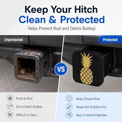 Trailer Hitch Covers Pineapple Gold Glitter, Heavy Duty 2 Inch Hitch Cover - Image 5