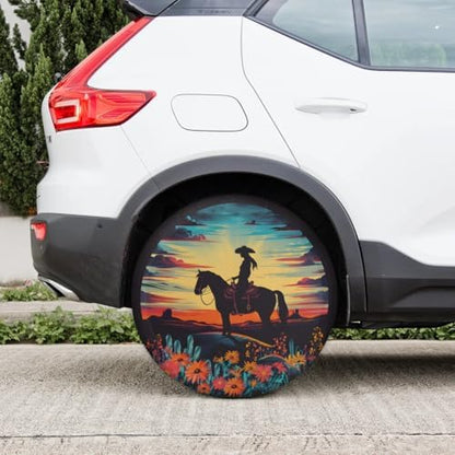 Spare Tire Cover Cowgirl Riding Horse Wheel Covers Protectors Waterproof - Image 7