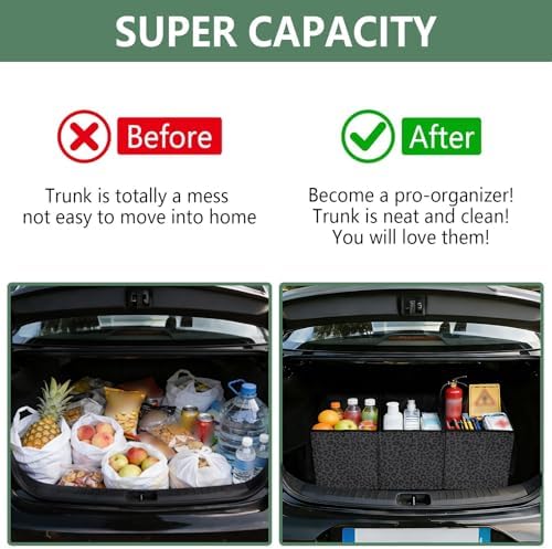 ALAZA Gray Leopard Cheetah Car Trunk Organizer and Storage - Image 4
