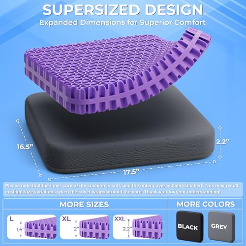 TushGuard Gel Seat Cushion for Long Sitting, Breathable Thick Patent Design - Image 4