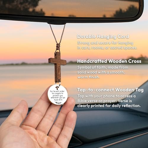 Christian Gifts for Men, Daily Bible Verse Cross for Car Mirror Hanging - Image 3