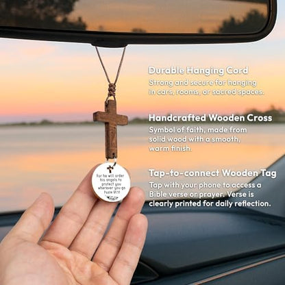 Christian Gifts for Men, Daily Bible Verse Cross for Car Mirror Hanging - Image 3