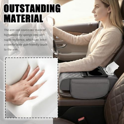 5-in-1 Car Center Console Cover, Leather Car Armrest Cover - Image 3
