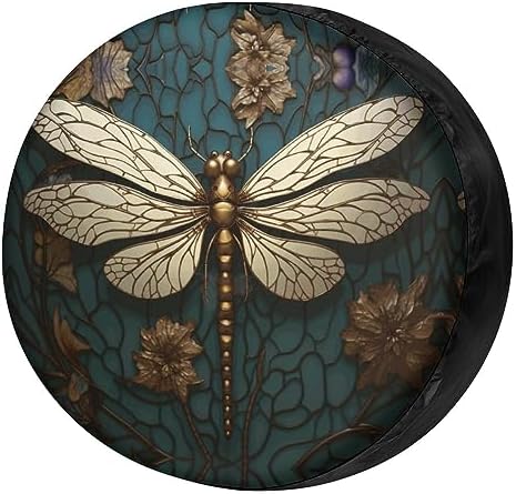 Delerain Spare Tire Cover Gold Dragonfly Wheel Covers Sun Protection Waterproof by Delerain