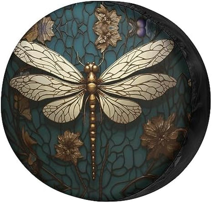 Delerain Spare Tire Cover Gold Dragonfly Wheel Covers Sun Protection Waterproof by Delerain