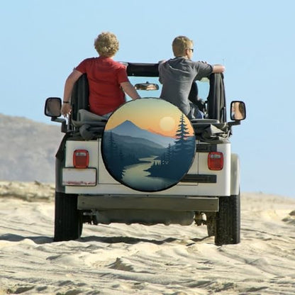 Mountain Adventure Heavy Duty Spare Tire Cover Nature Landscape Watercolor Boho - Image 6