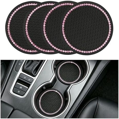Yousheng 4PCS Bling Car Cup Coaster, Universal Holder Insert Rhinestone Anti - Image 2