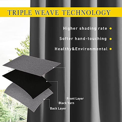 NICETOWN 2 Panels Windproof Blackout Outdoor Curtains W46xL80 Grey - Image 5