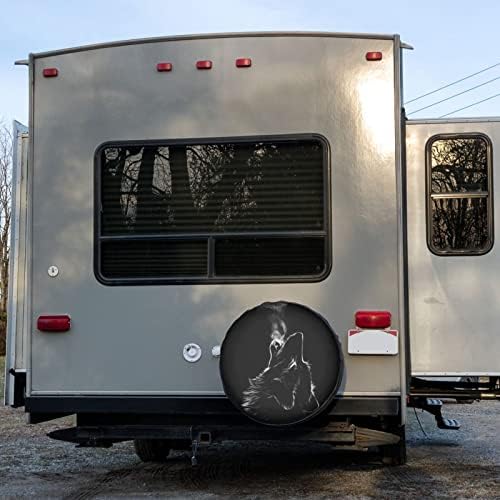 Black 3D Wolf Spare Tire Cover Dust-Proof Wheel Tire Cover Fit Trailer - Image 6