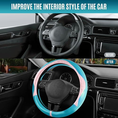 PIC AUTO Steering Wheel Cover, Universal Fit 14.5"–15.5", Soft PU Grain Leather - Image 6