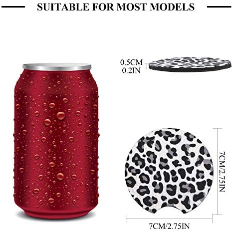 4 Pack Snow Leopard Print Car Coasters, 2.75inch Neoprene Cup Pad Mat - Image 2