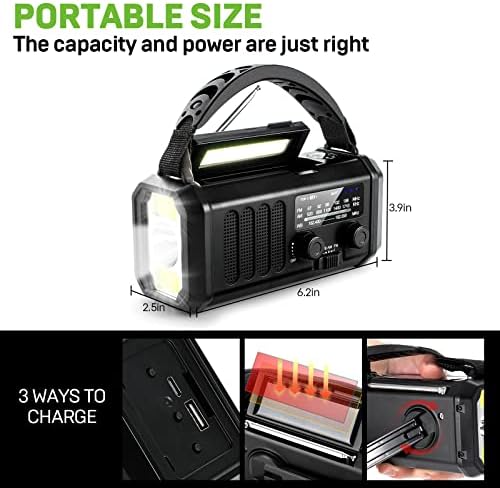 Emergency NOAA Weather Radio, 10000mAh Solar Hand Crank Radio - Image 5