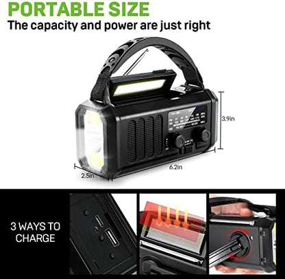 Emergency NOAA Weather Radio, 10000mAh Solar Hand Crank Radio - Image 5