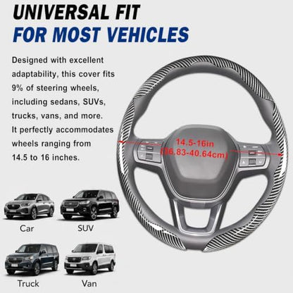 3pcs Universal Carbon Fiber Steering Wheel Cover, Anti-Slip & Segmented Design - Image 2