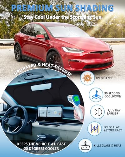INSAUTO Windshield Sun Shade for 2016-2024 2025 2026 Tesla Model X Sunshade - Image 2