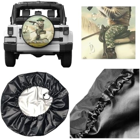 White Horse Cat Hunting Universal Spare Tire Cover, 16 Inch, Cute Waterproof - Image 5