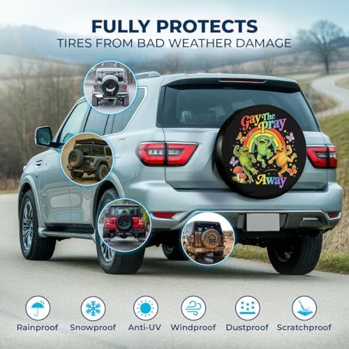 GENANY Rainbow Frog Pride Thick PVC Leather Spare Tire Cover Size 17 - Image 3
