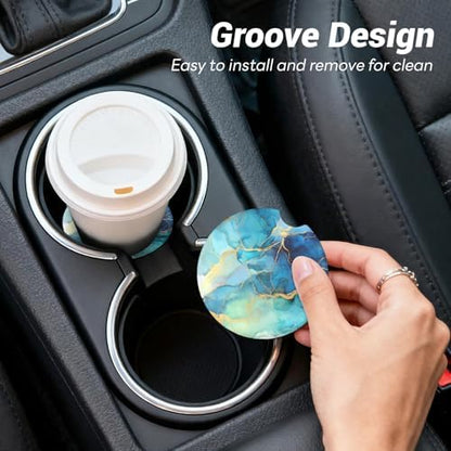 Car Cup Holder Ceramic Coasters 2 Pack, 2.56 in Anti Slip Absorbent Coaster - Image 7