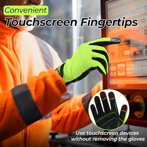 HANDLANDY Work Gloves for Men & Women, Utility Mechanic Working Gloves Touch - Image 4
