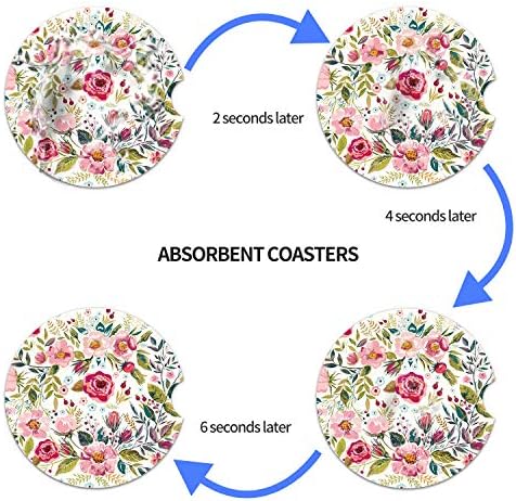 Car Coasters for Women 2 Pack Mother's Day, Auto Small 2.56" Auto Ceramic - Image 6