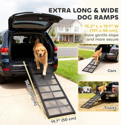 PawHut Dog Ramp for Car 75" x 20" Large Folding Pet Ramp for Large Dogs - Image 3