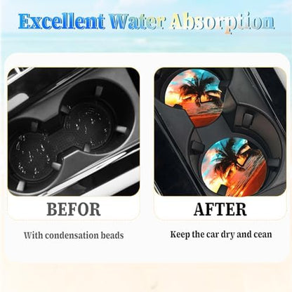Jeffdad Car Cup Holder Coasters, 2 Pack Absorbent Ceramic Coaster 2.56" - Image 5