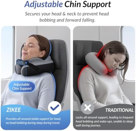 ZIKEE Travel Pillow for Airplane, Adjustable Chin Support for Stable Sleep - Image 2