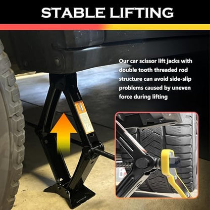 2T Scissor Jack for Car Tool Kit, Heavy Duty Car Tire Changing Kit for - Image 4