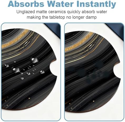 Ceramic Car Cup Holder Coasters Set of 2, 2.56 in Black Marble - Image 5