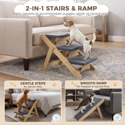 ZENY Dog Stairs for Bed, Couch & Car, Convertible 2‑in‑1 Pet Ramp, Foldable - Image 2