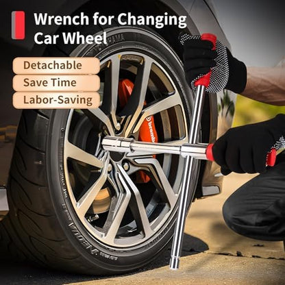 4 Way Lug Wrench, Extended Tire Iron, 1/2" Drive, 17/19mm & 21/23mm - Image 6