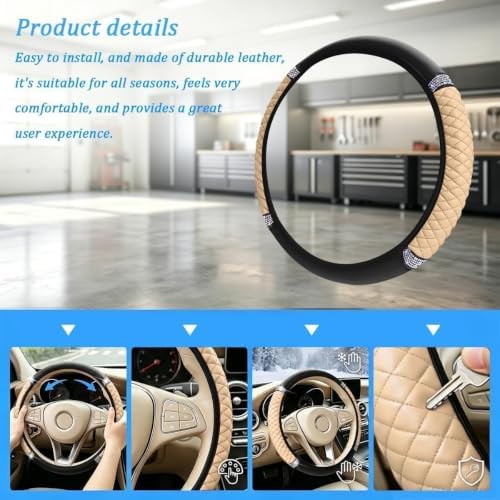 Bling Car Steering Wheel Cover, Crystal Rhinestones Vehicle Steering Guard Wrap - Image 5