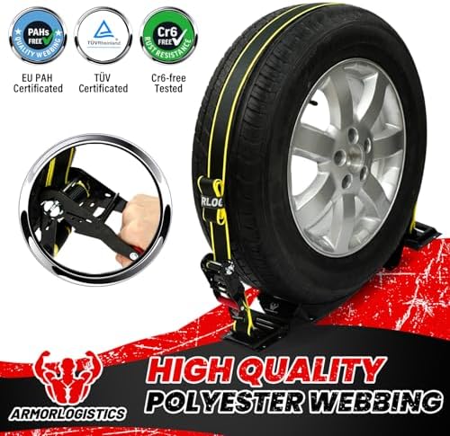2Pack UTV Wheel Chock Tie-Down Kit, 2 in x 8 ft Heavy Duty Trailer Tire Straps - Image 4