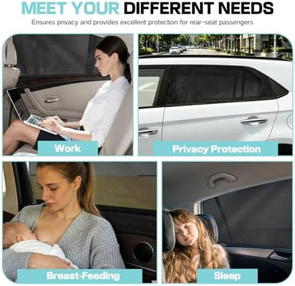2Pcs Car Window Shades for Baby, Stretchy Breathable Car Sun Shades, Rear Side - Image 6