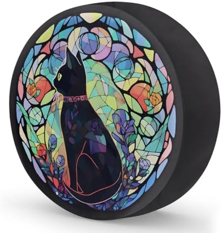Spare Tire Cover for RV Trailer, Glass Painting Cats Waterproof Sun Leather - Image 2