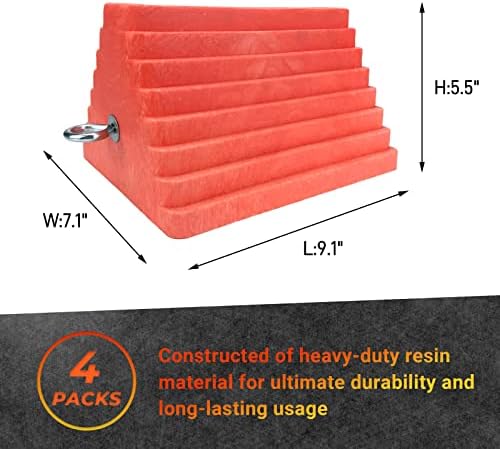 HOXWELL Premium 4 pcs Heavy Duty Wheel Tire Chocks, Vehicle Chocks - Image 2